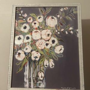 Grey & Blue floral painting